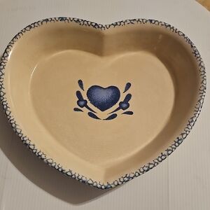 Heart-Shaped Ceramic Dish with Blue Design